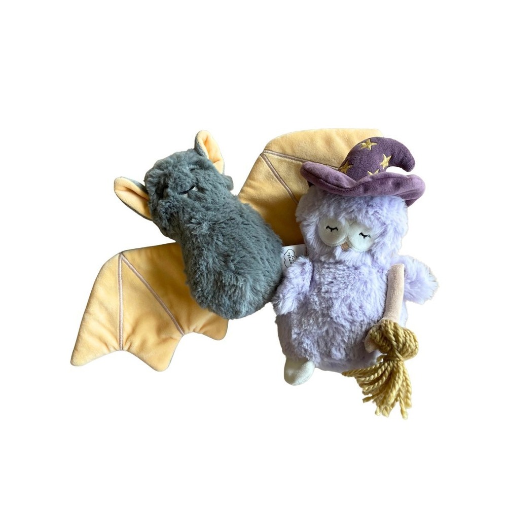 Slumberkins Bat & Wizard Owl Plush Stuffed Animal Lot Soft Educational SEL Toys